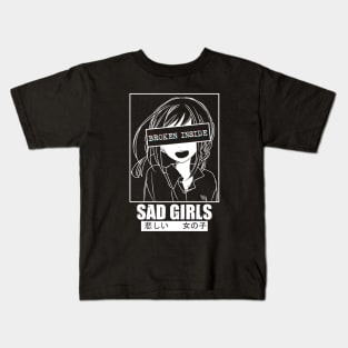 Sad Anime Girl Broken Inside Crying Emo Otaku Kids T-Shirt